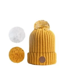 Cabaïa Bonnet Avec 3 Pompons Interchangeables Taille Unique B-52 Mustard