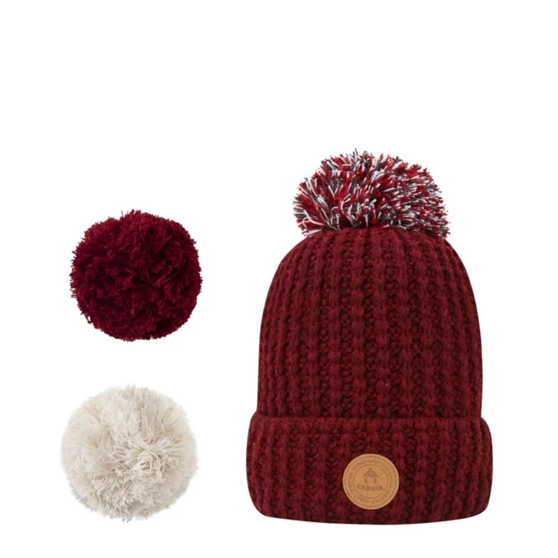 Cabaïa Bonnet Avec 3 Pompons Interchangeables Taille Unique Bandista Burgundy 3 Cabaïa Bonnet Avec 3 Pompons Interchangeables Taille Unique Bandista Burgundy