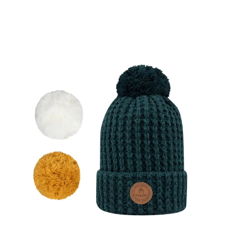 Cabaïa Bonnet Avec 3 Pompons Interchangeables Taille Unique Bandista Green 3 Cabaïa Bonnet Avec 3 Pompons Interchangeables Taille Unique Bandista Green