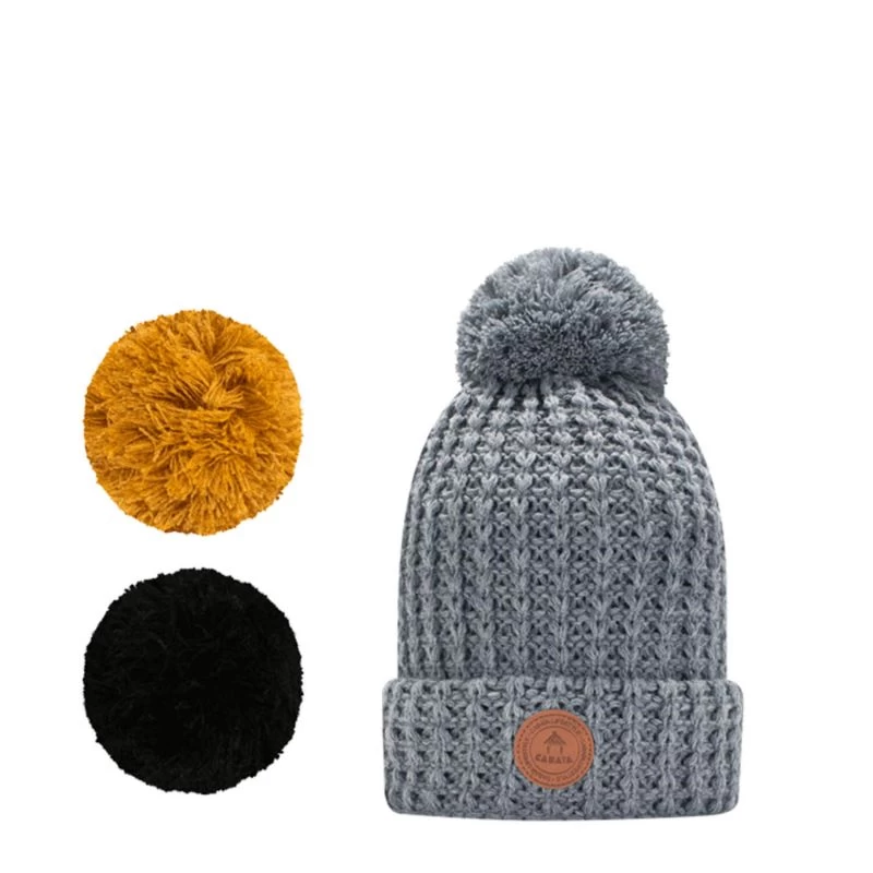 Cabaïa Bonnet Avec 3 Pompons Interchangeables Taille Unique Bandista Grey 3 Cabaïa Bonnet Avec 3 Pompons Interchangeables Taille Unique Bandista Grey