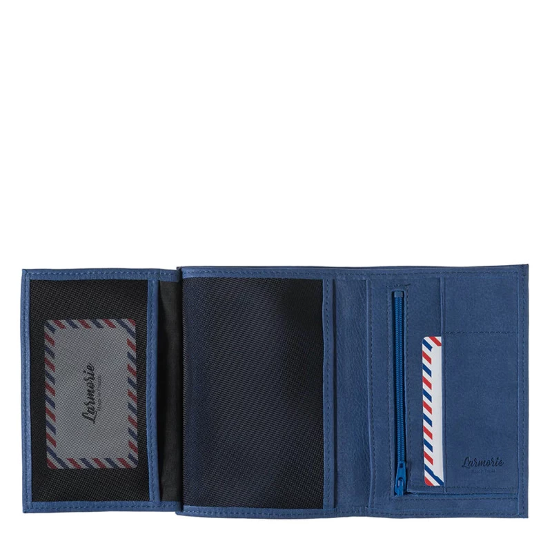 Grand Portefeuille Albert En Cuir Nubuck Mer Indigo 5 Grand Portefeuille Albert En Cuir Nubuck Mer Indigo – Image 3