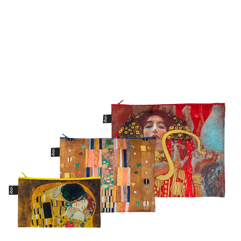Lot De 3 Pochettes Zip 32, 27 Et 23 Cm Gustav Klimt 4 Lot De 3 Pochettes Zip 32, 27 Et 23 Cm Gustav Klimt – Image 2