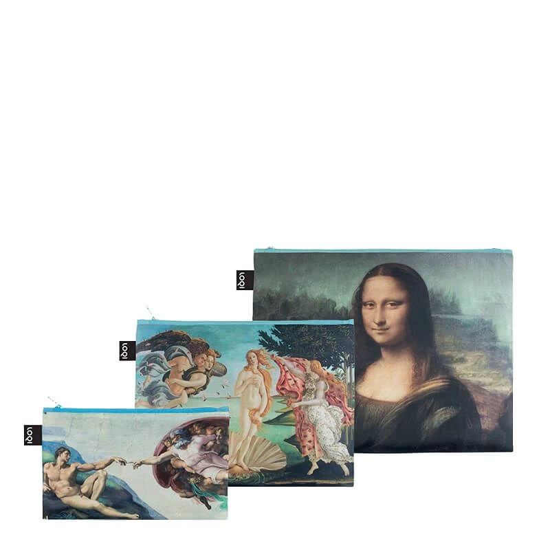 Lot De 3 Pochettes Zip 32, 27 Et 23 Cm Michelangelo, Botticelli, Da Vinci 3 Lot De 3 Pochettes Zip 32, 27 Et 23 Cm Michelangelo, Botticelli, Da Vinci