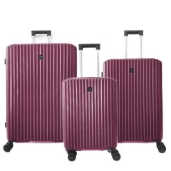 Lot De 3 Valises Rigides VR637 Extensibles 57, 67 Et 77 Cm Bordeaux