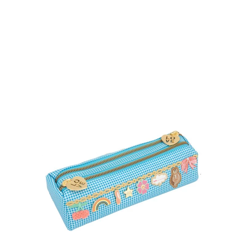 Pencil Case Double 22cm Vichy Love Blue 3 Pencil Case Double 22cm Vichy Love Blue