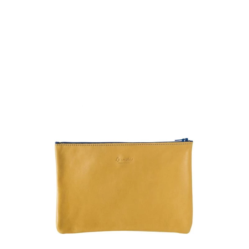 Pochette Camille En Cuir UpCyclé 21 Cm Soleil Jaune 5 Pochette Camille En Cuir UpCyclé 21 Cm Soleil Jaune – Image 3