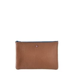 Pochette Camille En Cuir UpCyclé 21 Cm Terre Brunie