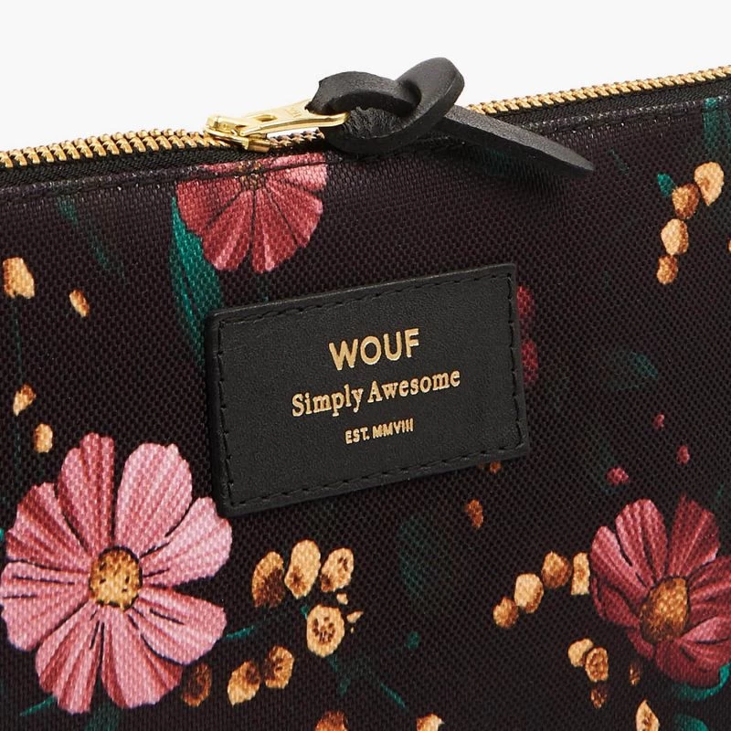 Wouf Pochette Large 21.5cm Black Flowers 4 Wouf Pochette Large 21.5cm Black Flowers – Image 2
