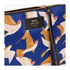 Wouf Pochette Large XL 28 Cm Blue Birds -Delsey Paris Magasin pochette large xl 28 cm blue birds 2