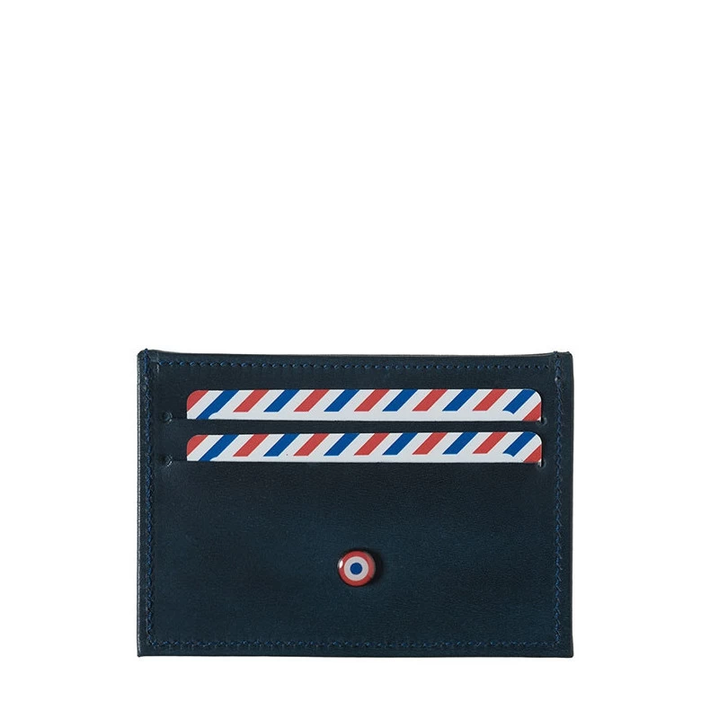 Porte-cartes Georges En Cuir Végétal Bleu Minéral 3 Porte-cartes Georges En Cuir Végétal Bleu Minéral