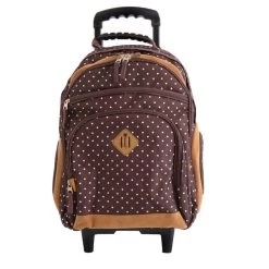 Sac à Dos à Roulettes 49 Cm Marron à Pois Blancs