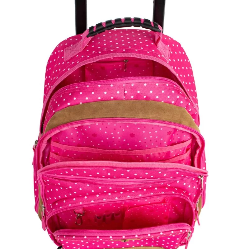 Sac à Dos à Roulettes 49 Cm Rose à Pois Blancs 4 Sac à Dos à Roulettes 49 Cm Rose à Pois Blancs – Image 2