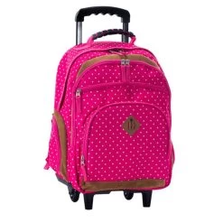 Sac à Dos à Roulettes 49 Cm Rose à Pois Blancs