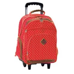Sac Ă Dos Ă Roulettes 49 Cm Rouge Ă Pois Blancs
