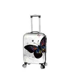 Valise Cabine Rigide 26820B 55 Cm Papillon Blanc